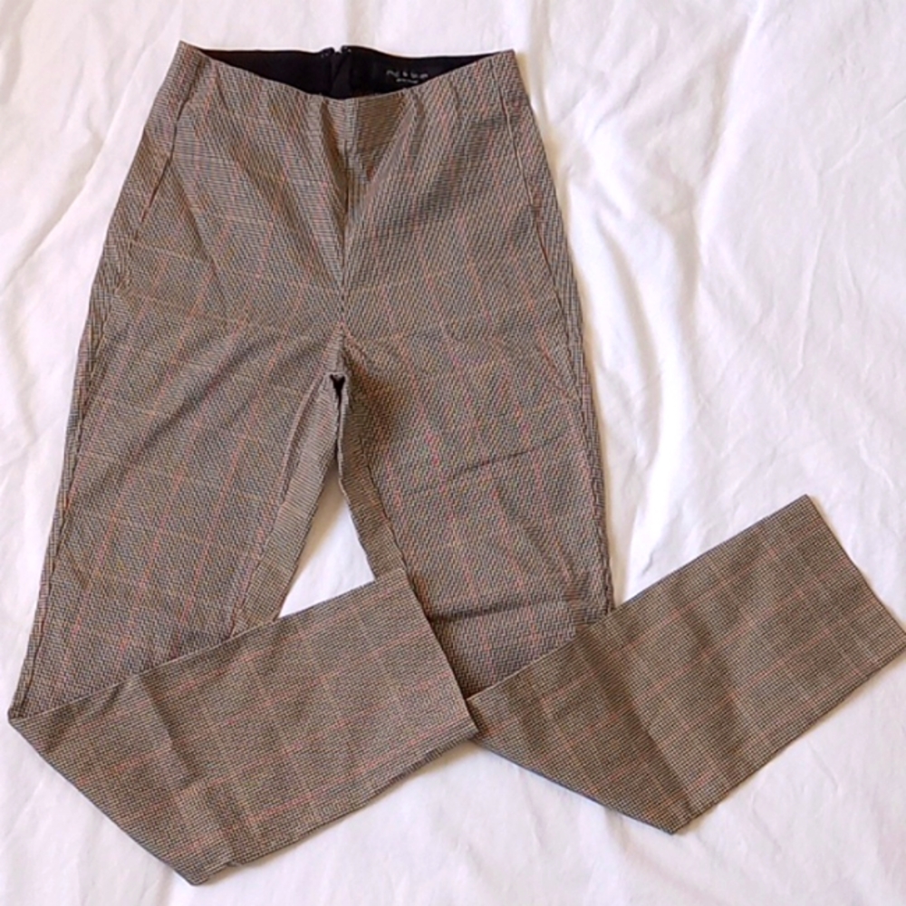 Rag & Bone New York Simone Plaid Trousers Back Zipper Size 2 Brown
